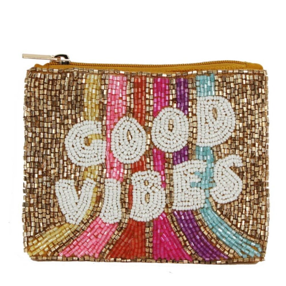 Beaded “Good Vibes” Coin Purse - NWT